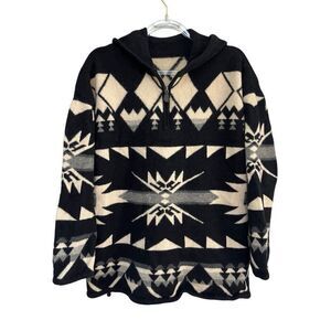 Vintage Ralph Lauren 100% Lambswool Black Cream Aztec  Sweater Hoodie Women’s L